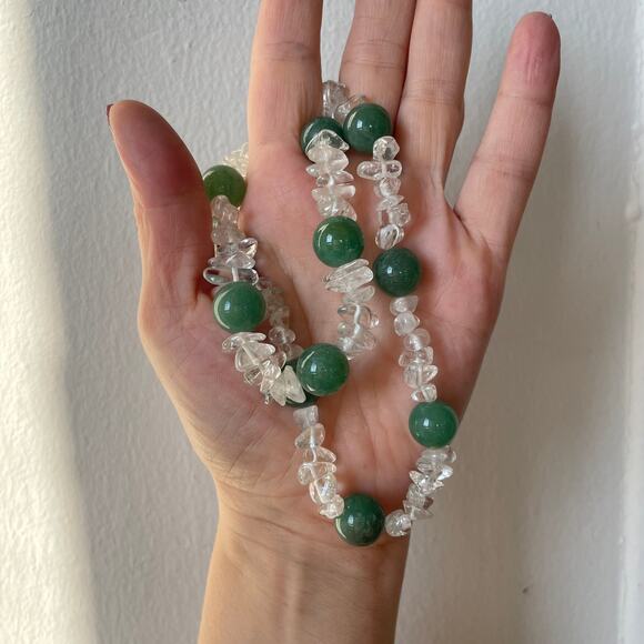 Vintage Clear Quartz Crystal Polishes Stone Sphere Bead Necklace Natural Pebble - Picture 4 of 5